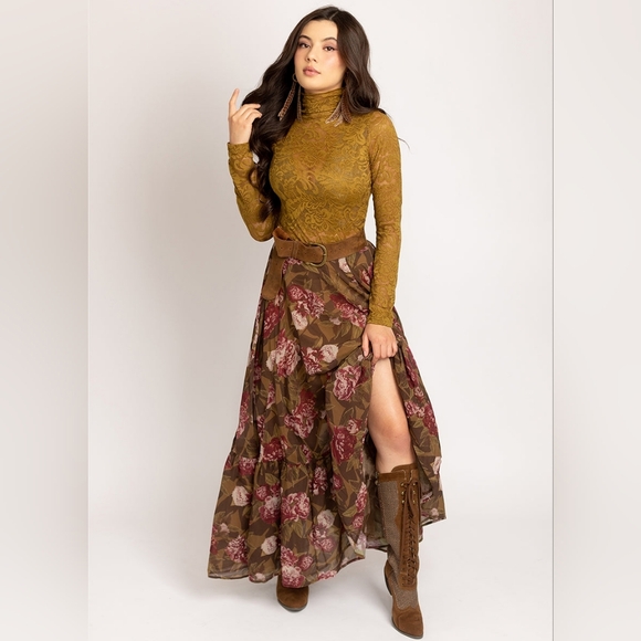 Joyfolie Dresses & Skirts - Joyfolie Annah Skirt in Bistre Floral